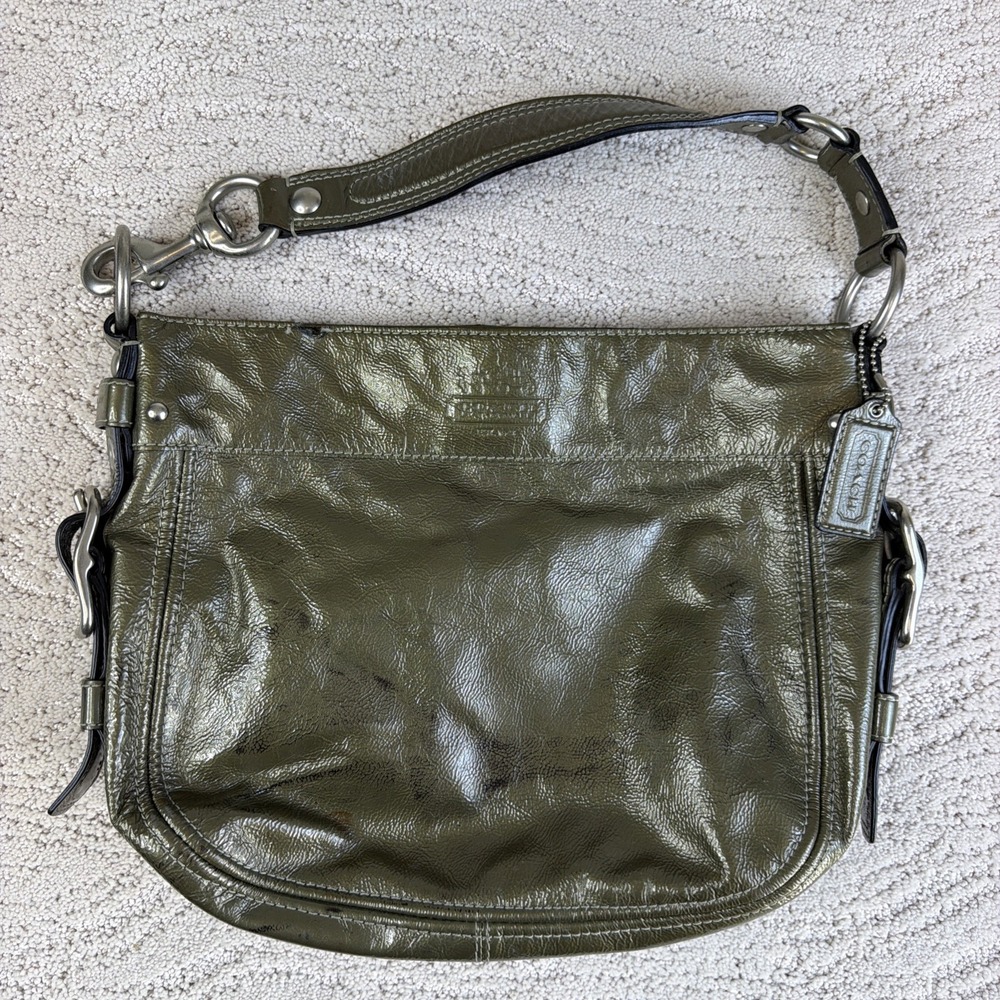 Vintage Coach Metallic Gold Patent Leather Bag Slouchy Hobo